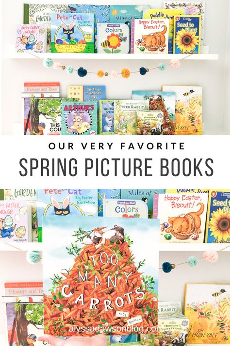 Holiday Bookshelves, Best Picture Books, Spring Kindergarten, Easter Books, Spring Books, Kids Library, Spring Kids, Spring Pictures, Book Wall