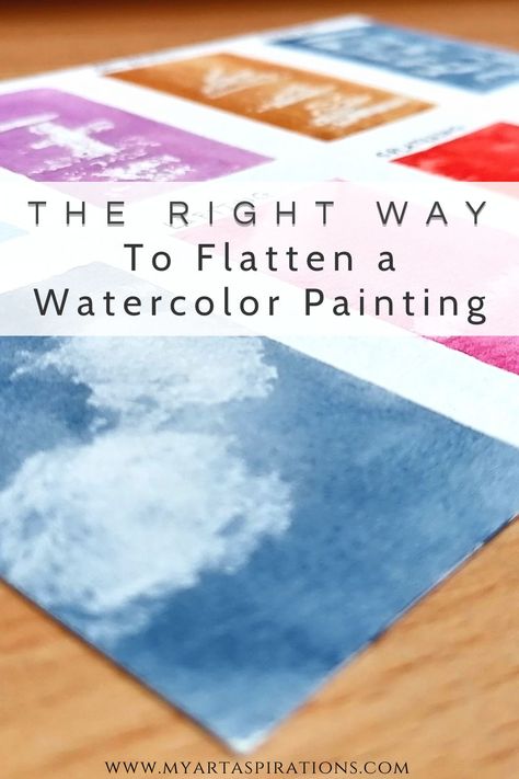 The right way to straighten a watercolor painting step by step. Does if ever bother you when you've created a stunning watercolor painting but the paper is all buckled? Learn several different methods you can use to straighten your paper! #watercolorpainting Outlining Watercolors, Start Watercolor Painting, Large Scale Watercolor, How To Display Watercolor Paintings, Learn Watercolor Painting Step By Step, Reverse Watercolor Painting, Eclectic Crafts, Beginning Watercolor Tutorials, Watercolor Painting Step By Step