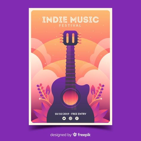 Music Template, Gradient Illustration, Indie Festival, Vector Graphics Illustrations, Vector Poster, Entry Design, Music Festival Poster, Music Illustration, Poster Music