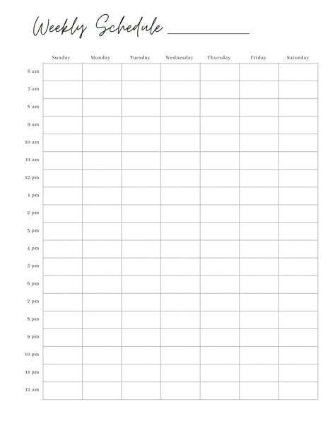 Hourly Weekly Schedule Weekly Planner Printable Week at a - Etsy | Printable Planner For Moms by  Jason Hoffman Free Printable Weekly Planner Template, Free Weekly Planner Templates, Planner For Moms, Weekly Schedule Printable, Free Planner Templates, Weekly To Do List, Weekly Planner Free Printable, Weekly Hourly Planner, Week At A Glance