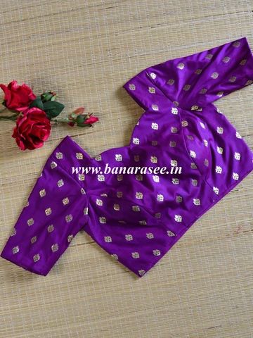 Banarasee Pure Silk Brocade Zari Buti Fabric Blouse-Violet Lace Blouse Design, Blouse Designs Catalogue, Latest Blouse Designs Pattern, Best Blouse Designs, New Saree Blouse Designs, Brocade Blouse, Traditional Blouse Designs, Latest Model Blouse Designs, Engagement Mehndi Designs