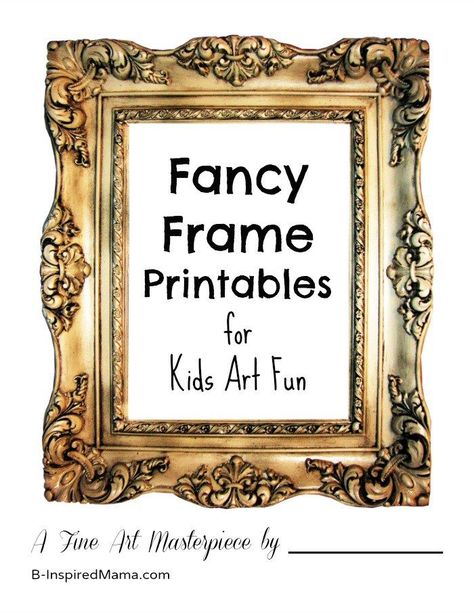 Fancy Frame Printable for Kids Art Gallery Drawing Fun at B-InspiredMama.com Printable Picture Frames, Picture Frame Printable, Picture Frame Template, Picture Frame Drawing, Fancy Frame, Frame Printable, Printable Frames, Kids Art Galleries, Frame Kids Art