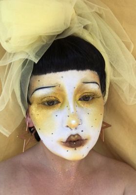 White Foundation Makeup, Yellow Face Paint, Burlesque Makeup, White Foundation, Luxury Powder, White Face Paint, Face Paint Makeup, Drag Makeup, Unique Makeup