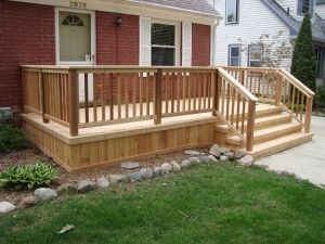 Custom Deck Portfolio from Cedar Works | Deck Builder Commerce Twp MI Front Porch Deck Ideas, Deck Plans Diy, Two Level Deck, Front Porch Deck, Deck Plan, Tiered Deck, Hot Tub Deck, Patio Deck Designs, Front Porch Design