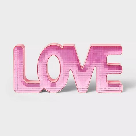 Valentine Plastic Pink LOVE Disco Ball Tabletop Decor - Spritz™ | Target Target Valentines Decor, Target Valentines, Pink Disco Ball, Disco Mirror, Romantic Room Decoration, Target Decor, Pink Disco, Target Holiday, Felt Wreath