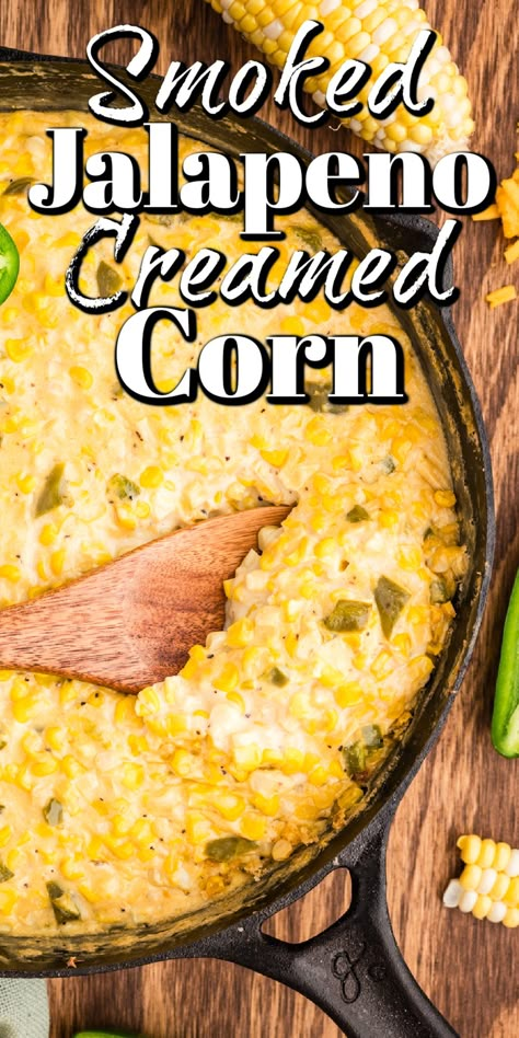 This smoked jalapeno creamed corn recipe is the perfect side for any feast. The smoky flavor paired with the luxuriously creamy texture is simply superb. Smoked Jalapeno Cream Corn, Jalapeno Creamed Corn Recipe, Southwest Creamed Corn, Smoked Cream Corn Recipe, Smoked Cream Corn, Jalapeño Creamed Corn, Jalapeño Cream Corn, Jalapeno Creamed Corn, Texan Food