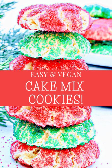 Cake Mix Cookies ~ These dairy-free cake mix cookies are fun and easy to make! Whip up a batch and watch them disappear! via @thiswifecooks Gluten Free Dairy Free Cake, Vegan Cake Mix, Plant Based Cookies, Cake Mix Muffins, Desserts Table, Vegan Pudding, Dairy Free Cookies, Dairy Free Cake, Vegan Christmas Recipes