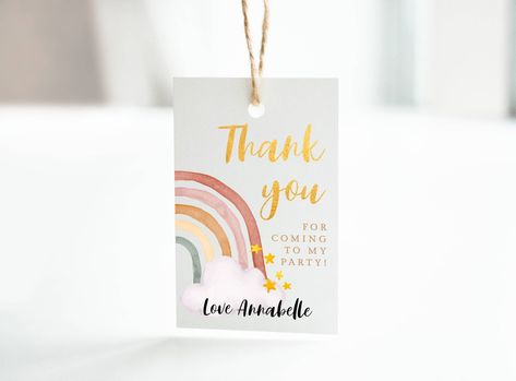 First Birthday Return Gifts Ideas, Gift Label Ideas, Rainbow Birthday Decorations, Dedication Ideas, Birthday Return Gifts, Birthday Tag, Editable Gift Tags, Gift Tag Template, Birthday Thank You Cards