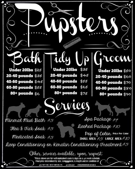 Pet Grooming Business Pet Salon Services Menu Pet Salon Menu - Etsy Canada Dog Grooming Salon Decor, Kennel Business, Dog Services, Grooming Room, Grooming Salons, Pet Grooming Business, Mobile Pet Grooming, Grooming Ideas, Pet Grooming Salon