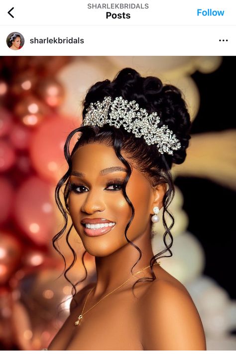 2024 Bride Hairstyles, Black Brides Hairstyles With Crown, Bridesmaid Hair 2024, Bridal Hairstyles With Crown, Black Women Bridal Hairstyles, Bridal Hairstyles Black Women, Bridal Hairstyles For Black Women, Wedding Hair Black Women, Wedding Hairstyles Black Women