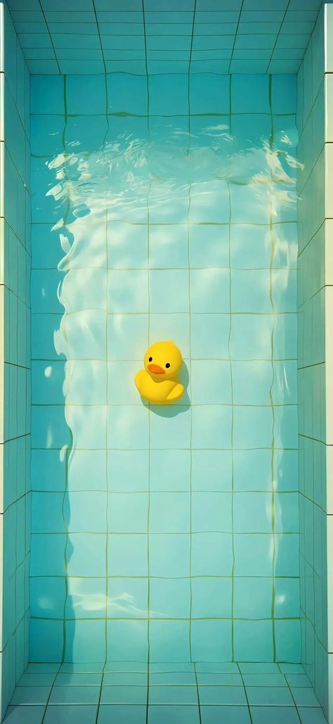 Aesthetic Swim Wallpaper, Trending Wallpapers Iphone, Rubber Duck Wallpaper, Cute Duck Wallpaper, Rubber Duck Art, Swimming Wallpaper, Simple Wallpaper Iphone, Wallpaper Iphone Simple, Pool Wallpaper