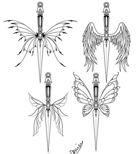 Pike Tattoo, Tattoo Papillon, Fairy Wing Tattoos, Butterfly Wing Tattoo, Paint Png, Wing Tattoo Designs, Tattoo Aesthetic, Tattoo Style Drawings, Minimalist Tattoos