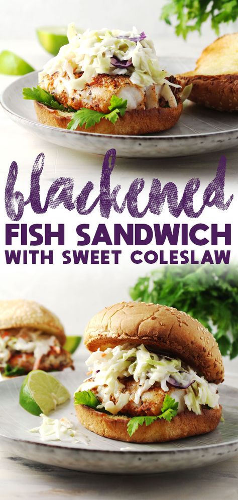 Fish Sandwich Recipes, Suburban Kitchen, Blackened Fish, Blacken Fish, Best Sandwich Recipes, Summer Sandwiches, Fish Burger, Fish Sandwich, Cole Slaw