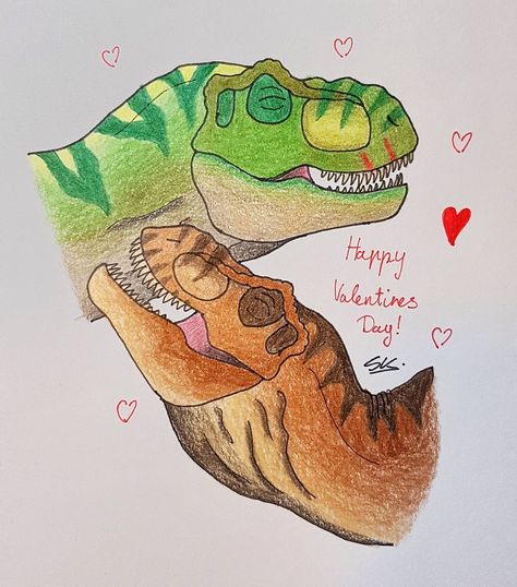 Kristof on Instagram: “I'M NOT LATE! HAPPY VALENTINES DAY GUYS! I don't have a valentine, but I hope you do! Heres my valentines drawing, Buck and Doe loving each…” Jurassic Park Trilogy, Valentine Drawing, Buck And Doe, Happy Valentines, Jurassic World, Jurassic Park, T Rex, Dinosaurs, Happy Valentines Day