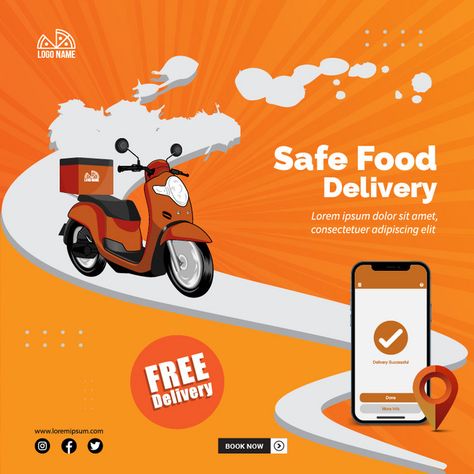 Safe Food Delivery Social media promotional design#pikbest#Templates Free Delivery Creative Ads, Promotion Ads Design Social Media, Free Delivery Poster Design, Free Delivery Poster, Delivery Graphic Design, Food Delivery Poster, Delivery Social Media Design, Delivery Service Design, Restaurant Instagram Post