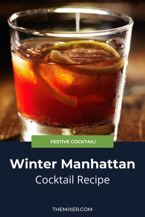 When the weather outside is frightful, stoke the fire, play Christmas songs, and serve a Winter Manhattan. With notes of decadent caramel and sweet apple, this Bourbon-based cocktail is perfect for cozy winter nights. Holiday Manhattan Cocktail, Winter Manhattan Cocktail, Easy Winter Cocktails, Hot Toddy Cocktail, Manhattan Cocktail Recipe, Collins Cocktail, The Weather Outside Is Frightful, Desserts In A Glass, Weather Outside Is Frightful