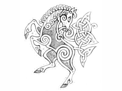 https://dribbble.com/shots/2178917-Celtic-Horse-Pencil-Sketch Lord Of The Rings Rohan, Celtic Horse Tattoo, Celtic Horse, Celtic Coloring, Celtic Animals, Embroidery Quilt, Leather Patterns, Celtic Goddess, Norse Tattoo