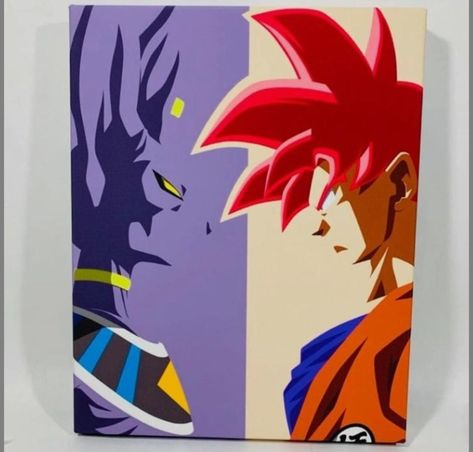 Dragon Ball Beerus, Ssg Goku, Goku Canvas, Dragon Ball Canvas, Painting Dragon, Dibujos Ideas, Alice And Wonderland Tattoos, Artwork Easy, Anime Canvas Painting