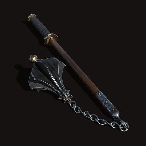 ArtStation - PBR Two-Handed Flail (Reworked), Sybren Verheij Flail Dnd, Flail Mace, Medieval Flail, Tiefling Paladin, Sith Lightsaber, Substance Painter, Cool Swords, 3ds Max, Swords