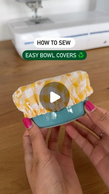 Tammy Johal on Instagram: "Let’s make these cute reusable bowl covers! 🫶🏽✂️

I used cotton fabric for this project and 1/4” wide elastic. It’s such an easy way to create bowl covers that are an eco-friendly alternative to plastic and cling film ♻️ It’s also a great project if you’re looking to sew something small for your home that doesn’t take much time or materials! My cute blue bowl is @lecreusetuk 💙

#sewing #learntosew #sewingpatterns #sewingproject #sewingtutorial #dressmaking #fashiondesign #upcycle #howtosew #beginnersewing  #sewinghacks #sustainable #sustinablity #thriftflip" Bowl Covers, Cotton Bowl, Sewing Easy Diy, Sewing Alterations, Cute Sewing Projects, Viking Sewing, Fabric Sewing Patterns, Fabric Bowls, Beginner Sewing Projects Easy