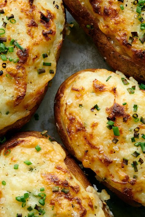 Cheesy Twice Baked Potatoes, Creamy Twice Baked Potatoes, What To Do With Baked Potatoes, Charred Scallions, Nytimes Cooking, Small Thanksgiving, Baked Recipes, Cheesy Mashed Potatoes, Flavor Combinations