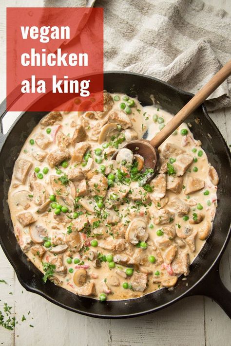 Chicken Ala King, Chicken A La King Recipes, Ala King, Seitan Chicken, Vegan Meat Substitutes, Chicken A La King, Vegetarian Meatballs, Seitan Recipes, Dinner Recipes Chicken