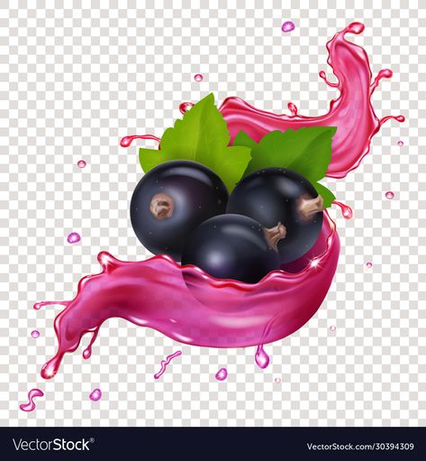 Sliced Strawberry, Black Currant Juice, Food Elements, Juice Splash, Juice Menu, Kiwi Juice, Fruit Splash, Strawberry Kitchen, Realistic Illustration