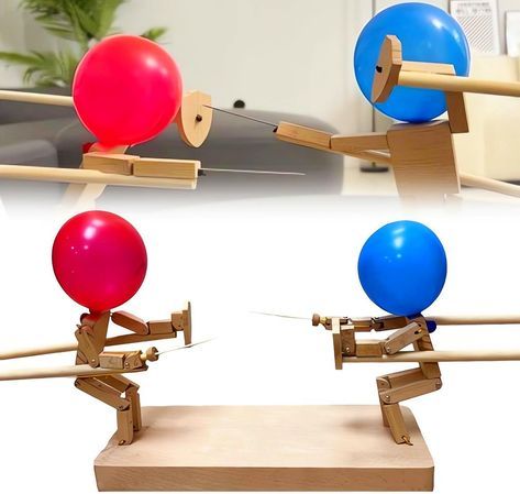 PRICES MAY VARY. 👍👍【 Balloon Bamboo Man Battle 】: This "Balloon Bamboo Man Battle" - Is an Innovative, Fast-Paced Wooden Robot Battle Game Crafted for Two Players. You Will Experience Exciting and Fun Balloon Battles as You Go Head-to-Head with Hand-Crafted, Intricately Designed Wooden Sword Puppets. You Can Also Add the Balloon Expansion Pack. 👍👍【 Bamboo Man Battle Action 】: Experience the Thrill of Wooden Robots Fighting Balloon Heads! This Balloon-Fighting Party Game Adds a Unique Twist t Balloon Party Games, Wooden Fencing, 40 Balloons, Battle Bots, Balloon Games, Wooden Puppet, Balloon Toys, Wooden Man, Bamboo Construction