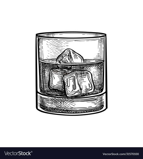 Ice Drawing, Pen Art Work, Western Tattoos, Doodle Tattoo, Whisky Glass, Engraving Illustration, Background Drawing, Hand Drawn Vector Illustrations, Sketch Inspiration