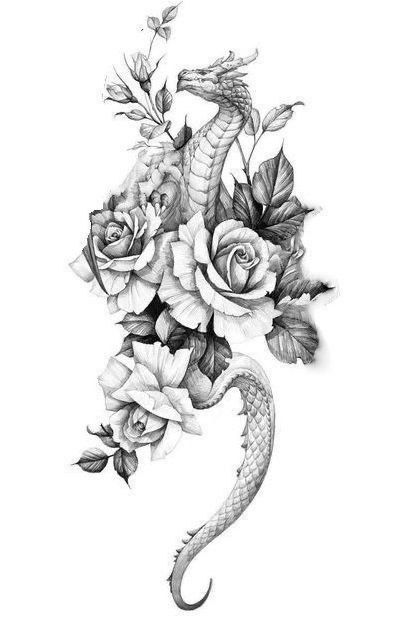 Floral Tatoos, Tattoos For Women Arm, Celtic Dragon Tattoos, Small Dragon Tattoos, Dragon Sleeve, Dragon Tattoo Art, Dragon Sleeve Tattoos, Dragon Tattoo For Women, Fantasy Tattoos