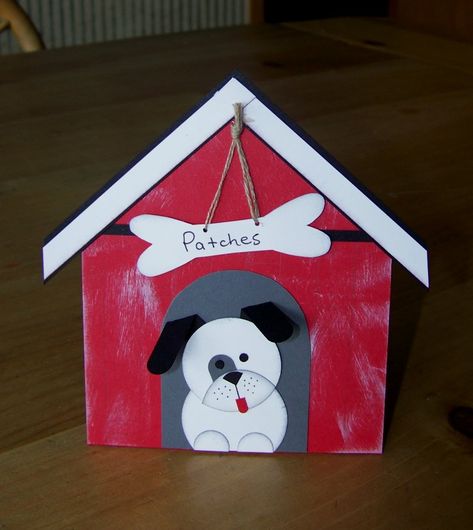 Cute card for kids or someone in the dog house with spouse. House Craft Preschool, Scrapbook Punches, Kindergarten Art Lessons, House Craft, Punch Art Cards, Dog Patch, Farm Crafts, Dog Crafts, Puppy Party