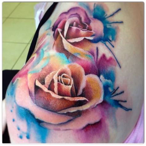 Coloured Rose Tattoo, Watercolor Tattoo Sleeve, Mandala Rose Tattoo, Watercolor Rose Tattoos, Tattoo Line, Small Rose Tattoo, Tatuaje A Color, Lace Tattoo, Rose Tattoo Design