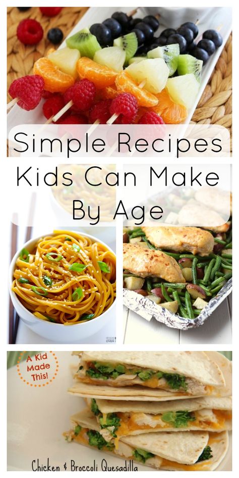 Simple Recipes Kids Can Make By Age Healthy Recipes Kids, Recipes Kids Can Make, Kids Cooking Recipes, Easy Meals For Kids, Family Cooking, Eating Recipes, Healthy Meals For Kids, Dinners For Kids, Kids Kitchen