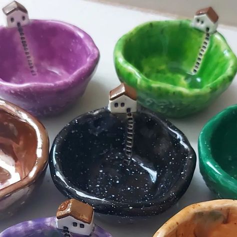 Szilvia Vihriälä ⚱ Ceramic Artist on Instagram: "My tiny cottage bowls will be back in stock within a week or so 💜 ( I will post about the details next week ) 💜🤍💜🤍💜🤍💜🤍💜🤍💜🤍💜🤍 #trinketdish #jewelrydish #ringdish #ceramichouse #tinyhouse #tinyhome #elukkaceramics #etsyshopsofinstagram" Tiny Cottage, Ceramic Houses, Next Week, Jewelry Dish, Ring Dish, Ceramic Artists, Trinket Dishes, Tiny House, Cottage