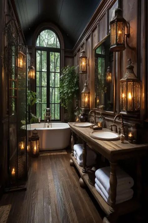 Small Rustic Bathroom Ideas, Small Rustic Bathroom, Casa Hobbit, Cozy Bathroom, Rustic Bathroom Designs, Rustic Bathroom Decor, Rustic Home Design, Rustic Bathrooms, Mountain Retreat