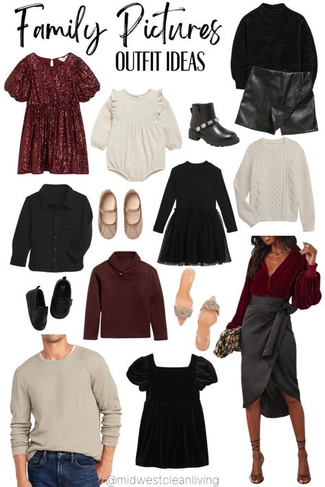 Black, cream, and burgundy 🖤 family photo color scheme, family photos, family outfit ideas, fall photo outfit ideas, fall family photo, fall outfit, black outfit, burgundy outfit, coordinating outfits, Thanksgiving outfit, family pictures, holiday photos, holiday family pictures, holiday family outfit, Christmas family outfit, Christmas family photo, Christmas mini, tree farm mini Black Christmas Photoshoot Family Outfit, Black White Burgundy Family Photo, Magenta Family Photo Outfits, Family Photo Outfits Dark Colors, Maroon And Black Family Photos, Burgundy Christmas Outfit Family, Family Christmas Pictures Outfits Dressy, Burgundy Family Photos Outfit Ideas, Holiday Photoshoot Family Outfits