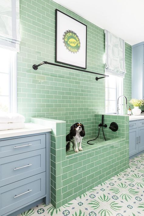 laundry room ideas, pet bath Laundry Room Pet Wash, Dog Wash Laundry Room, Laundry Room Dog Bath, Dog Washing Station In Laundry Room, Laundry Room With Dog Bath, Dog Shower In Laundry Room, Chic Laundry Room Ideas, Chic Laundry Room, Pet Station