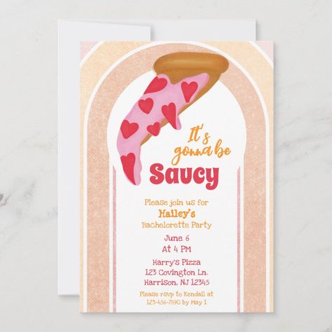 Funny Bachelorette Party Pizza Party Invitation Couples Shower Themes, Pizza Party Decorations, Kids Pizza Party, Bachelorette Party Invites, Pizza Wedding, Pizza Party Invitations, Shower 2023, 26 Birthday, Party Pizza