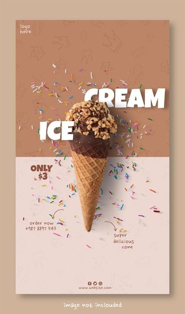 Ice Cream Magazine Design, Ice Cream Design Poster, Ice Cream Poster Advertising, Ice Cream Ads Creative, Ice Cream Social Media Post, Ice Cream Banner Design, Ice Cream Instagram Story, Ice Cream Menu Design, Poster Ad Design