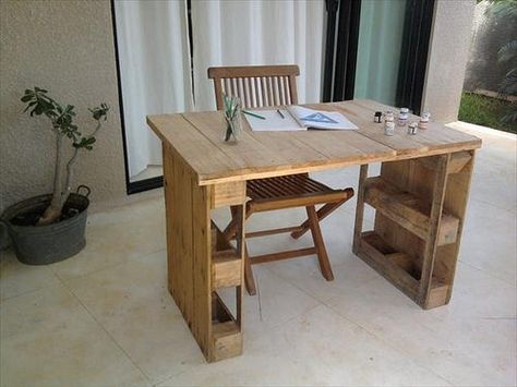 Pallet Furniture Ideas (6) | Pallets Wood | Flickr How To Build A Desk, Recycled Pallet Furniture, Pallet Desk, Wooden Pallet Furniture, Wooden Pallet Projects, Diy Furniture Easy, Wood Pallet Projects, Built In Desk, Diy Pallet Projects