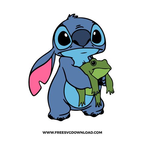 Stitch And Frog Tattoo, Stitch Holding Frog, Stitch And Frog, Stitch With Frog, Stitch Svg Free, Frog Svg, Stitch Png, Stitch Svg, Stitch Birthday