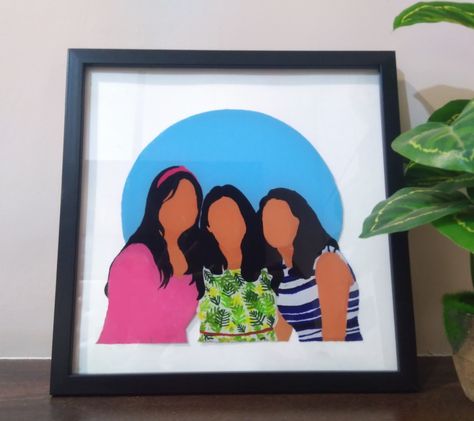 Canvas Friends Painting, Trio Painting Ideas, Friends Canvas Painting Ideas, Faceless Portrait Painting, Trio Painting, Faceless Painting, Friend Painting Ideas, Ocean Captions, Friends Trio