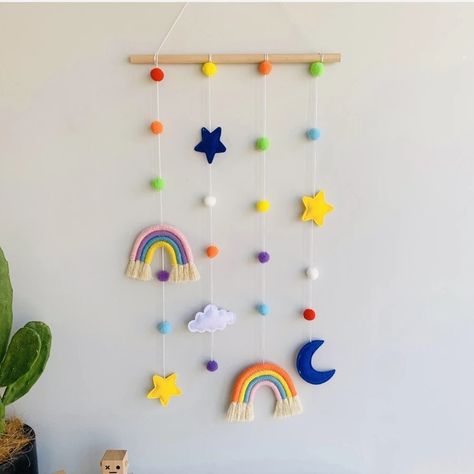 Wood Deco, Photo Wall Display, Rainbow Wall Decor, Hair Accessories Storage, Bow Organizer, Rainbow Wall Hanging, Hair Bow Holder, Hanging Mobile, Bow Holder