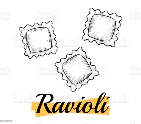 Ravioli Drawing, Ravioli Tattoo, Props Art, Ravioli, Line Drawing, Tatting, Art Tattoo, Pasta, Fine Art