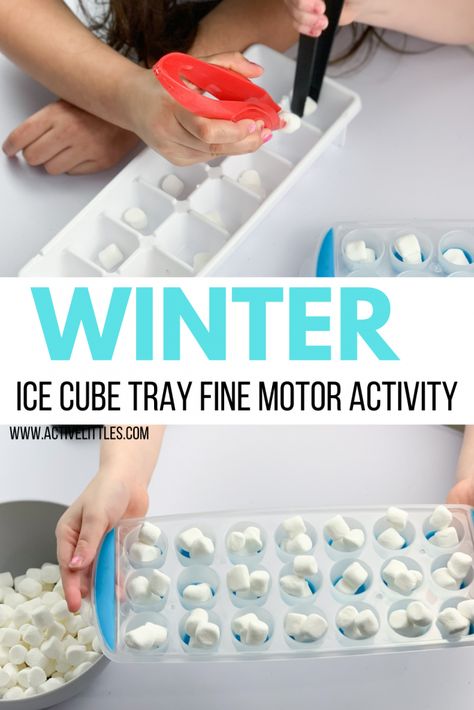 Winter Ice Cube Tray Fine Motor Activity for Toddlers and Preschoolers - Active Littles Cold Weather Activities For Toddlers, Fine Motor Activities For Infants, Motor Activities For Infants, Winter Fine Motor Activities, Winter Fine Motor, Activities For Infants, Toddler Fine Motor Activities, Winter Activities For Toddlers, Winter Lesson Plan