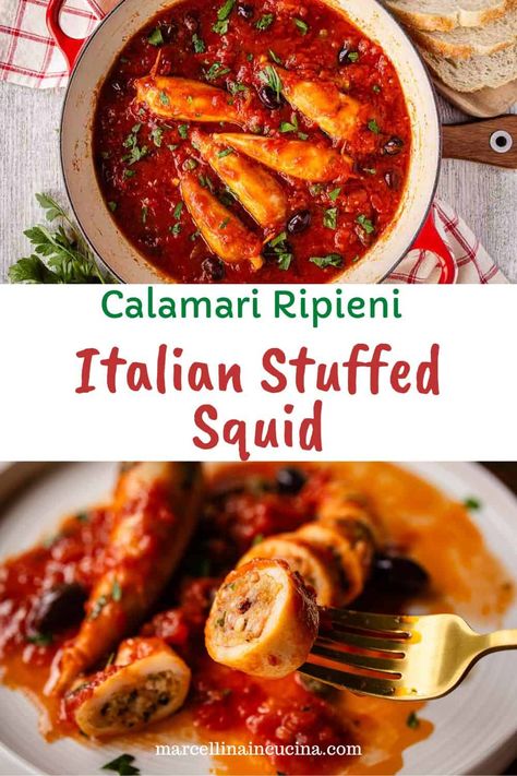 Stuffed Squid, Seafood Stew Recipes, Calamari Recipes, Squid Recipes, Tomato Pasta Recipe, Parmesan Bread, Seafood Stew, Italy Food, Dinner Guests