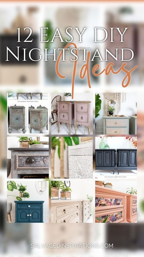 Refurbished Night Stand, Repurposed Nightstand Ideas, Painted Nightstand Ideas, Easy Diy Nightstand, Diy Nightstand Ideas, Refurbished End Tables, Eclectic Nightstand, Diy Nightstand Makeover, Night Stand Makeover