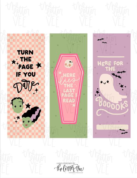 ***Please note, this is a DIGITAL item. No physical items will be shipped. These printable bookmark designs are spooky cute and sure to be loved by any reader! What you'll get: 1 printable page included Instant Access (Once your payment is complete, you will receive a PDF containing a link(s) for your purchased template) Unlimited uses! (Purchase once and print for life!) You'll receive an email containing 1 PDF file with 8.5x11 designs. You may resize to any desired size by choosing the 'scale' Free Bookmark Svg Files For Cricut, Kawaii Bookmarks Printable, Halloween Bookmarks Diy, Halloween Book Marks, Free Printable Bookmarks Aesthetic, Cute Bookmarks Printable, Library Card Printable, Book Marks Design Ideas, Bookmark Design Ideas