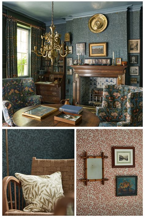 William Morris Home Decor, Bedroom William Morris, William Morris Wallpaper Dining Room, William Morris Dining Room, William Morris Living Room Ideas, William Morris Wallpaper Bedroom, English Bedroom Classic, Morris Tapet, William Morris Interior