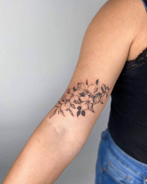 Top 55 Best Upper Arm Tattoo Ideas for Women - [2021 Inspiration Guide] Inner Upper Arm Tattoos, Red Feminine, Bicep Tattoo Women, Inner Arm Tattoos, Inner Arm Tattoo, Number Tattoo, Upper Arm Tattoos, Tattoos For Black Skin, Forearm Tattoo Women